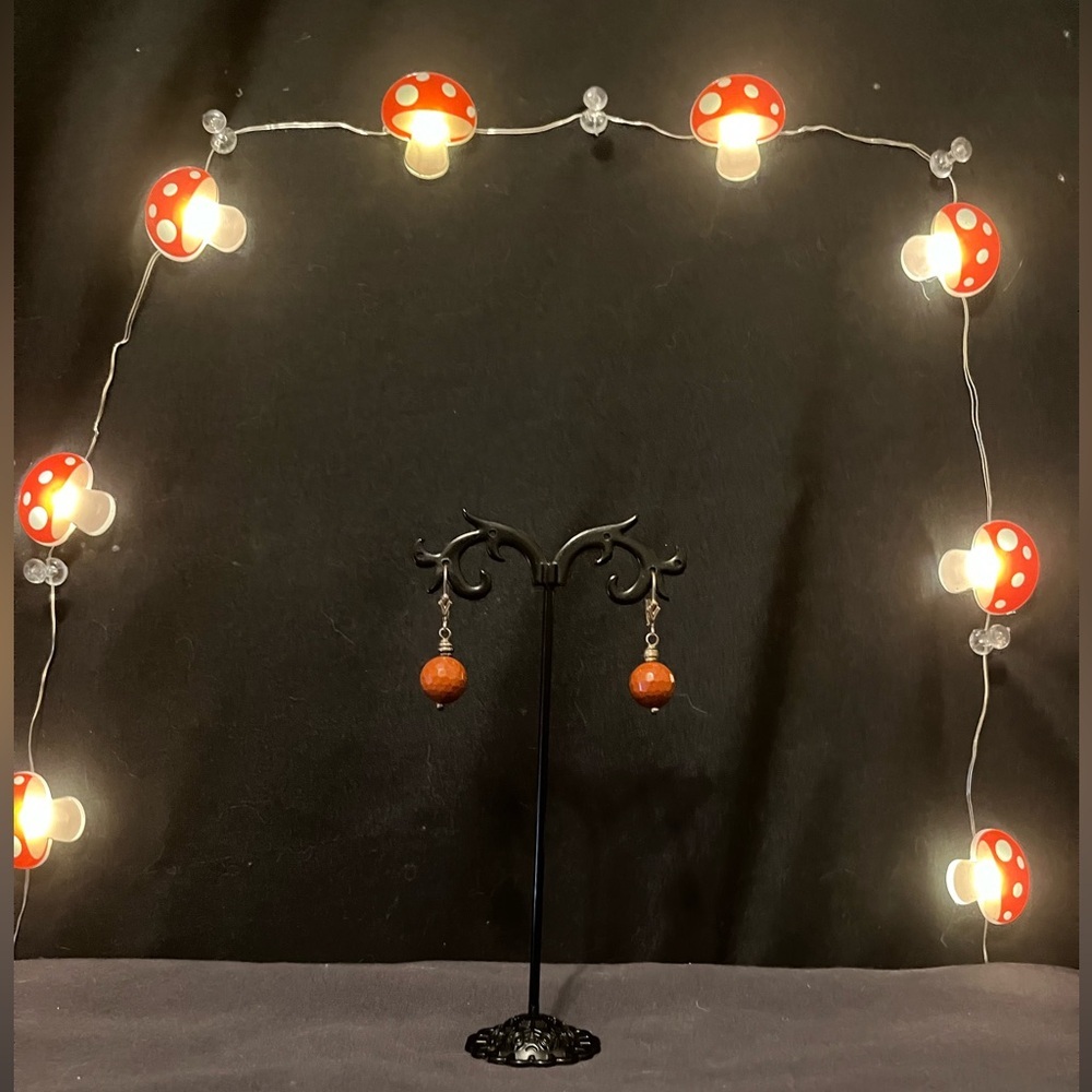 Sterling Silver & Red Jasper Faceted Drop Earrings